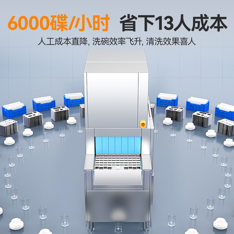 麥大廚旗艦款5.9m平放式雙缸雙噴淋雙烘干洗碗機