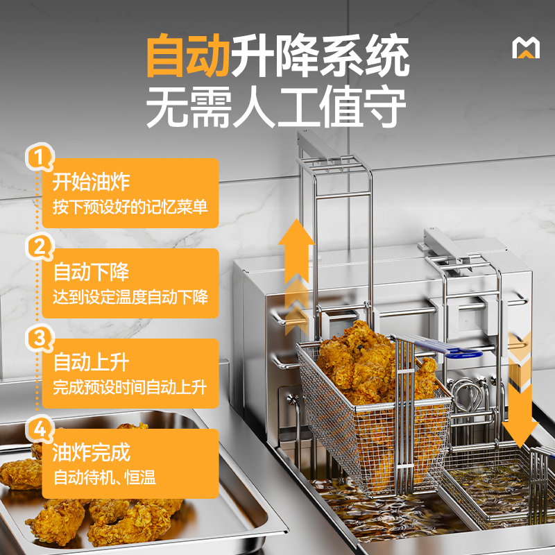 麥大廚18kw立式雙缸雙篩商用電炸鍋自動升降電炸爐JDZL-L06